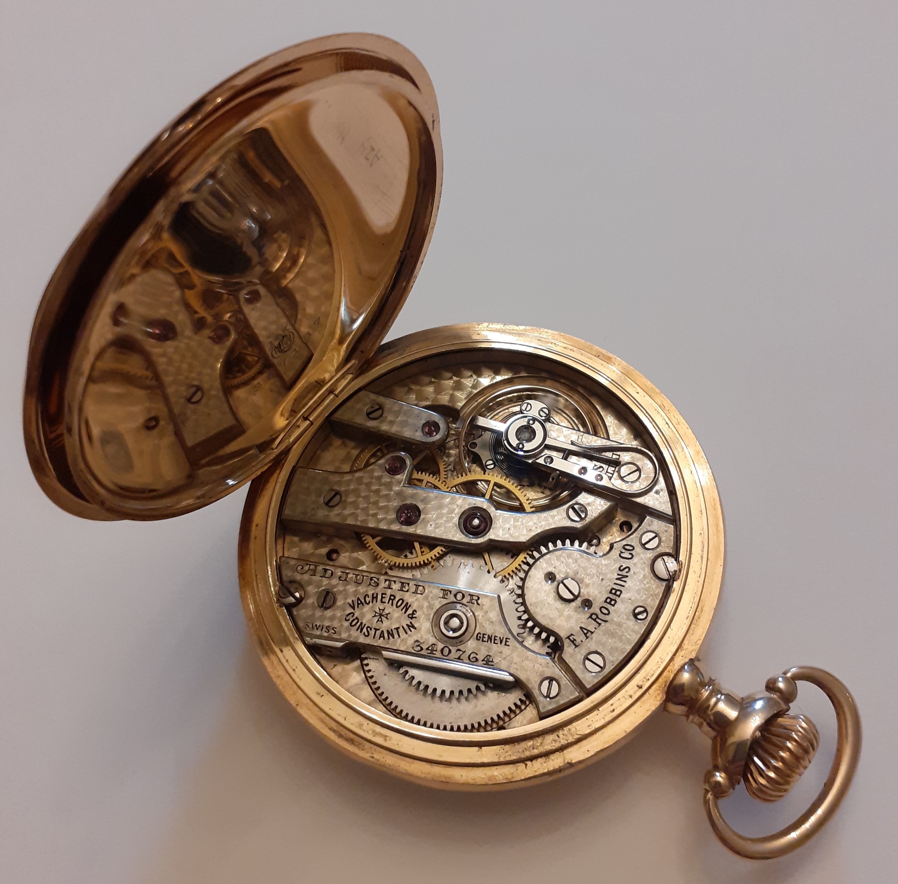 Vacheron & Constantin 14K gold keyless wind open face pocket watch with nickel finish Swiss lever - Image 3 of 4