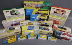 Collection of Corgi cars includes the 'Saints' car, Rail freight, Bedford Coach, Siddle Cook, Kendal
