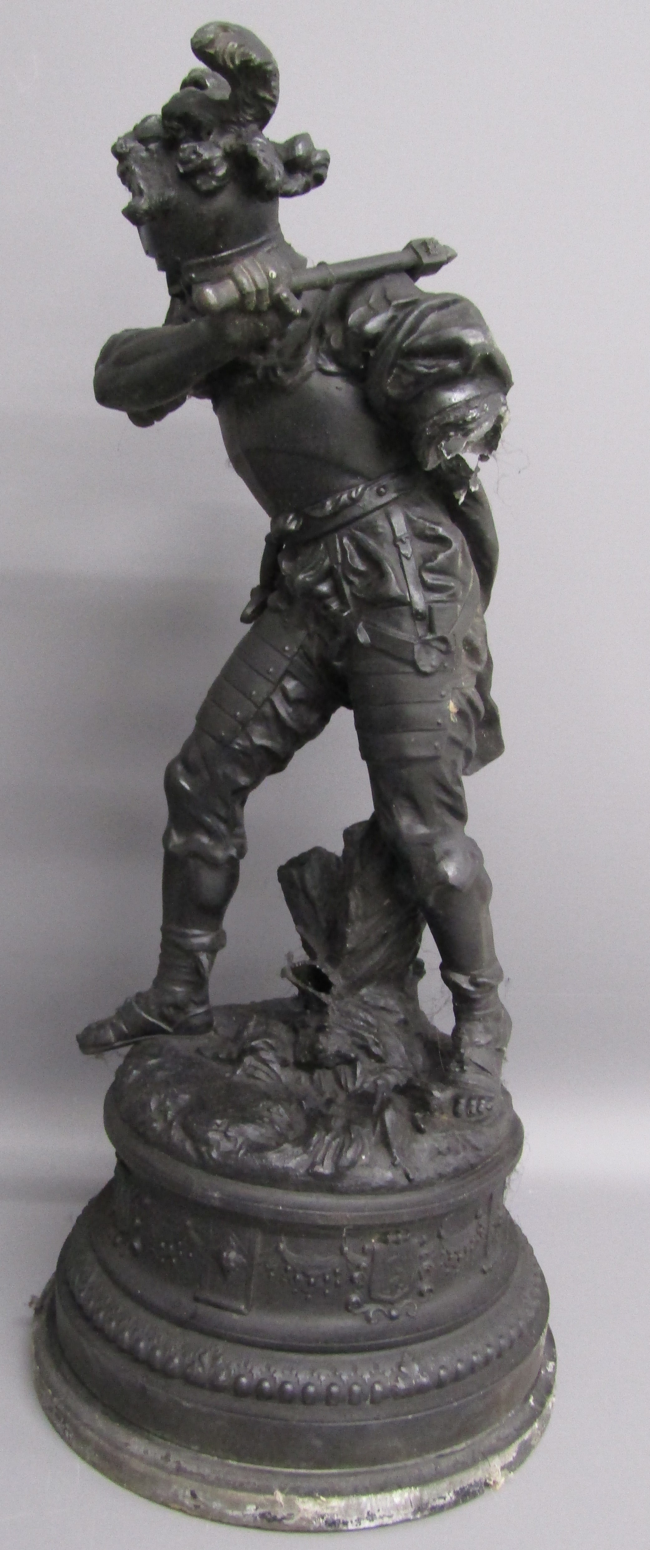 2 spelter figures both showing some damage - largest height approx. 53cm - Image 4 of 7