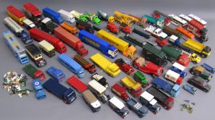 Large collection of loose mostly die-cast cars, includes Dinky road sweeper, Corgi, Matchbox, Lima