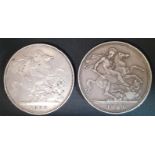 2 x 5 shilling pieces 1889