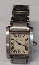 Cartier Tank Francaise - stainless steel quartz bracelet watch, silvered dial with black Roman