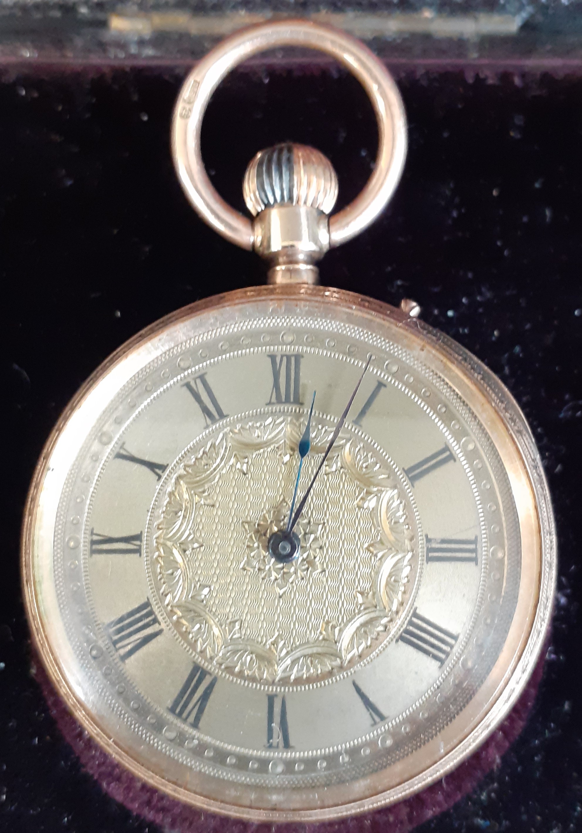 Waltham Royal gold keyless wind open face fob watch, marked 10c, serial no. 3252000, 11 jewels, with - Image 2 of 7