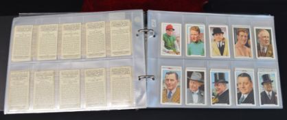 Album of cigarette cards including Gallaher Sporting Personalities, John Player Uniforms of the