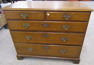 George III  oak chest of drawers on bracket feet Ht 88cm W 102cm D 46cm