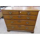 George III  oak chest of drawers on bracket feet Ht 88cm W 102cm D 46cm