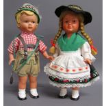 Pair of West German clockwork dancing dolls (with key)