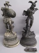 2 spelter figures both showing some damage - largest height approx. 53cm