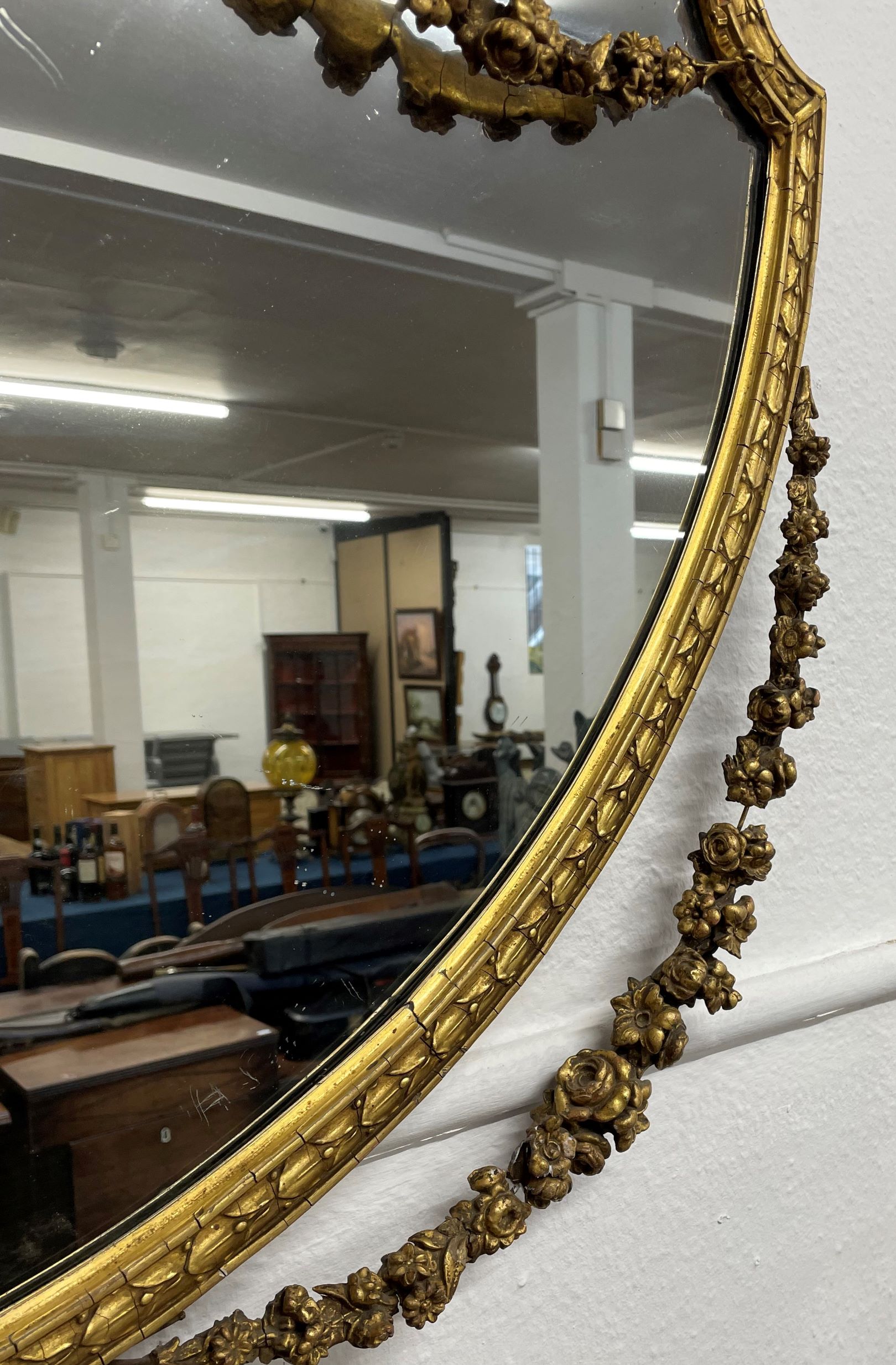 Late 19th/early 20th century gilded wall mirror with Adam style swags W 109cm D 81cm - Image 3 of 4