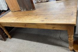 Large pine kitchen table approx L213cm W120cm Ht77cm