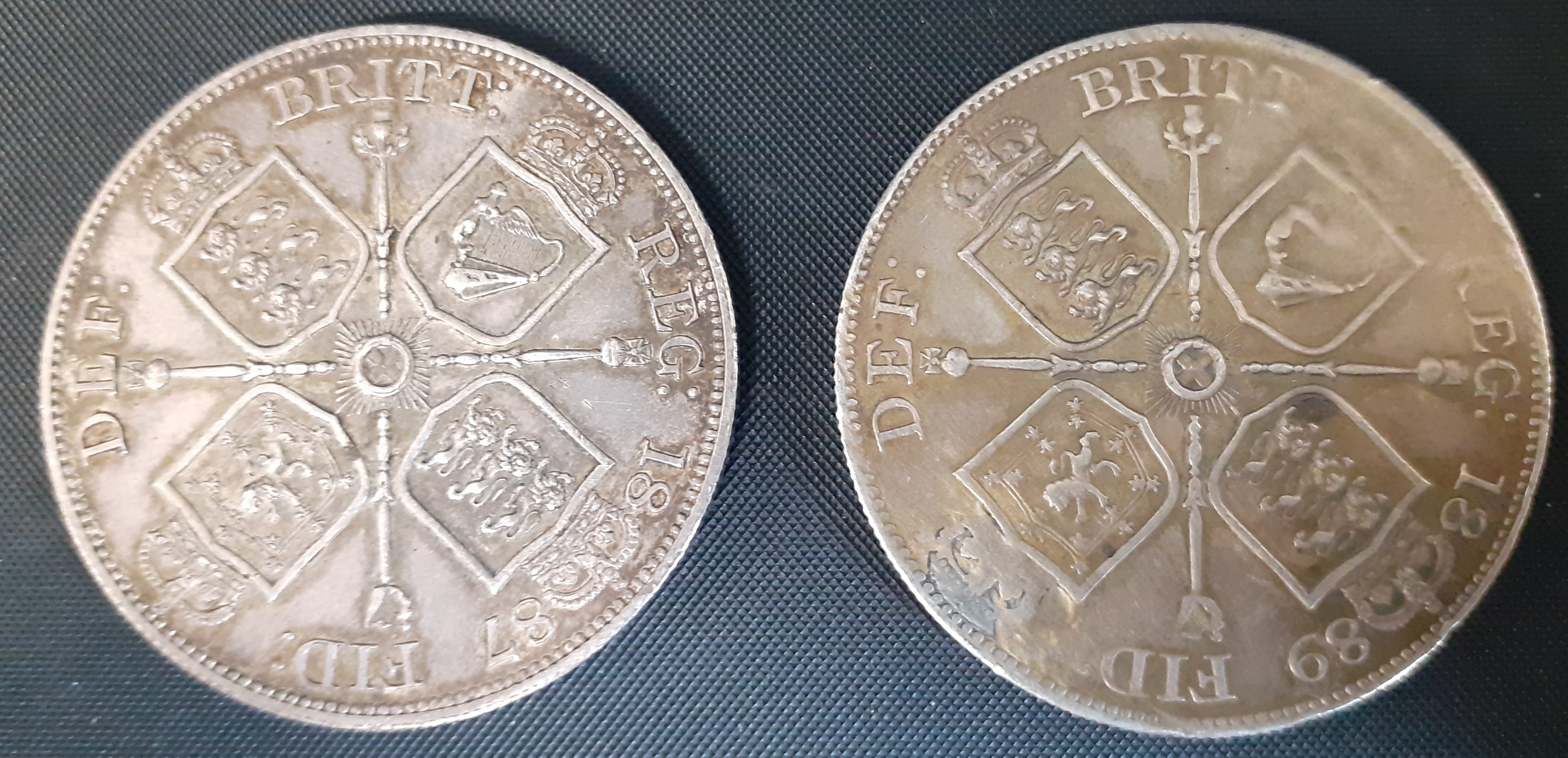 2 x 4 shilling pieces 1887 & 1889