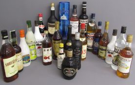 23 bottles of spirits - includes Deep South, Ouzo, Mailbu, Cinzno, Rum ,Brandy, Black Russian