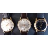 3 gents wristwatches:- Tunis, Legend & Montine on leather straps - all in working order