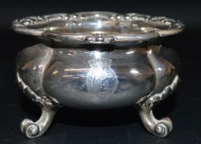 Edwardian silver salt by Hunt & Roskell, London 1902, 5.71ozt (with 84th York & Lancaster Regiment