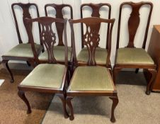 Set of 4 Queen Anne style dining chairs plus 2 Chippendale influence dining chairs