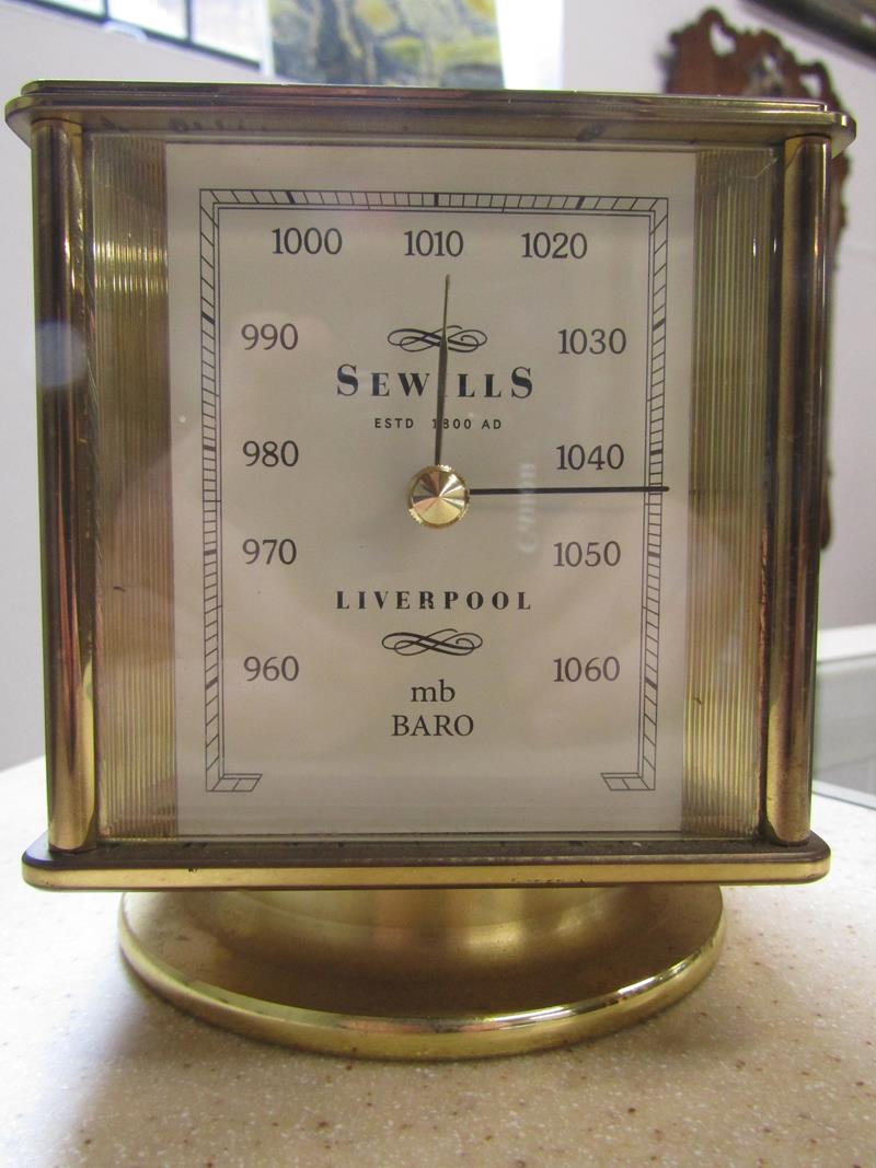 Sewills of Liverpool brass desk top four dial clock / barometer / thermometer / hygrometer - Image 4 of 5
