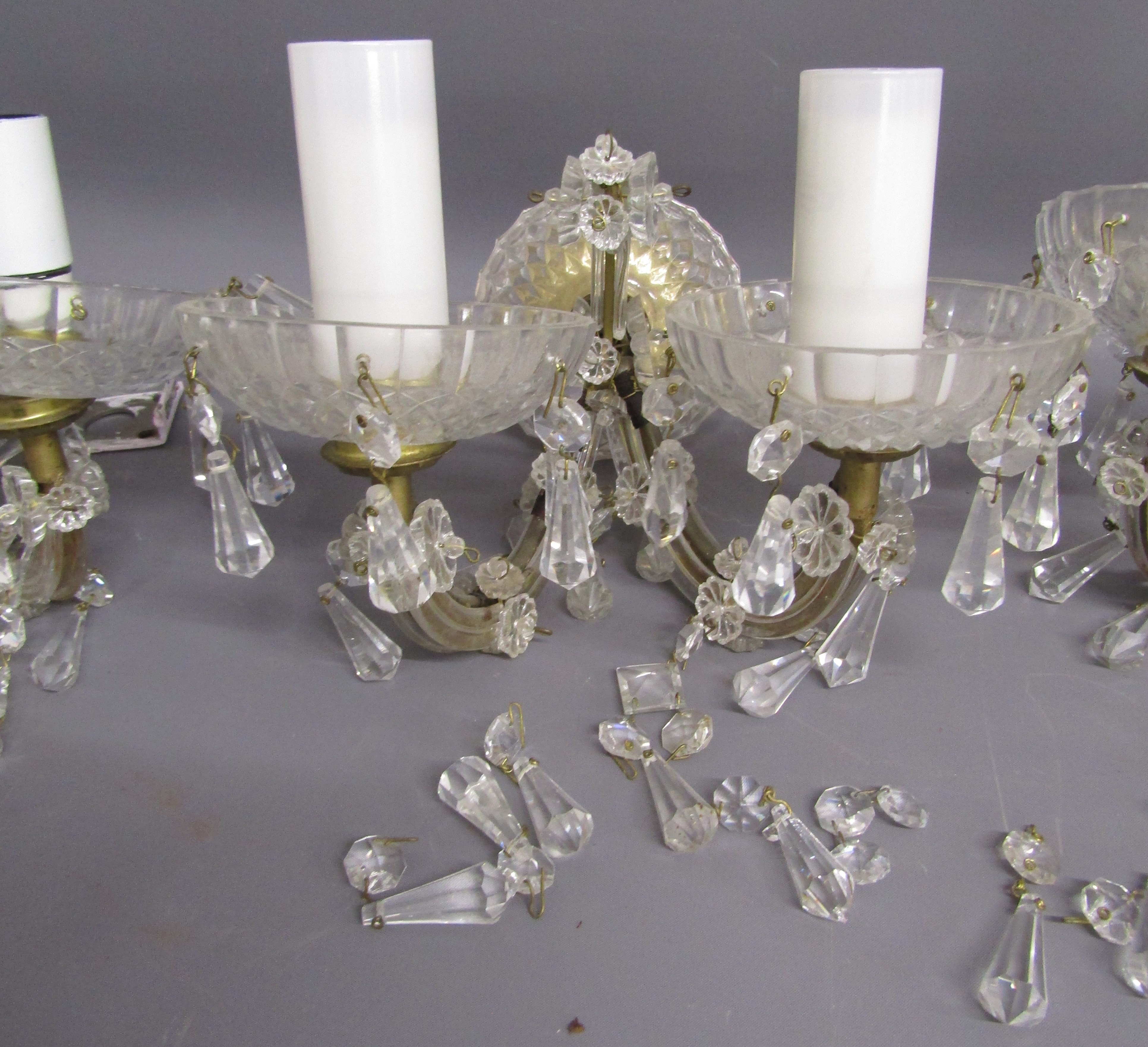 4 chandelier style twin wall lights - Image 3 of 5