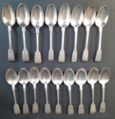 Quantity of Georgian & Victorian (including H J Lias & Son) matched silver dessert spoons, total