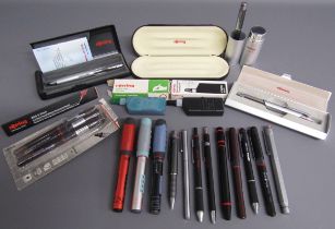 Collection of Rotring pens includes Core, trio-pen, pencil, 300, tikky graphic, 600 mechanical