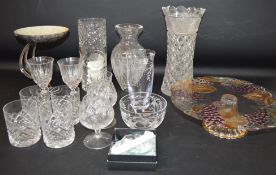 Quantity of glassware including Welsh Royal Crystal vase, Royal Scot crystal vase & bowl, Four