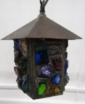 Vintage Peter Marsh Birmingham rock glass outdoor lantern light - marked to base