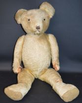 Large mohair teddy bear, wood-wool filled, approx. 68cm tall - in need of restoration