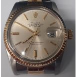 Rolex Oyster Perpetual Datejust wristwatch, 18ct gold & steel, with date aperture, case dia.35mm