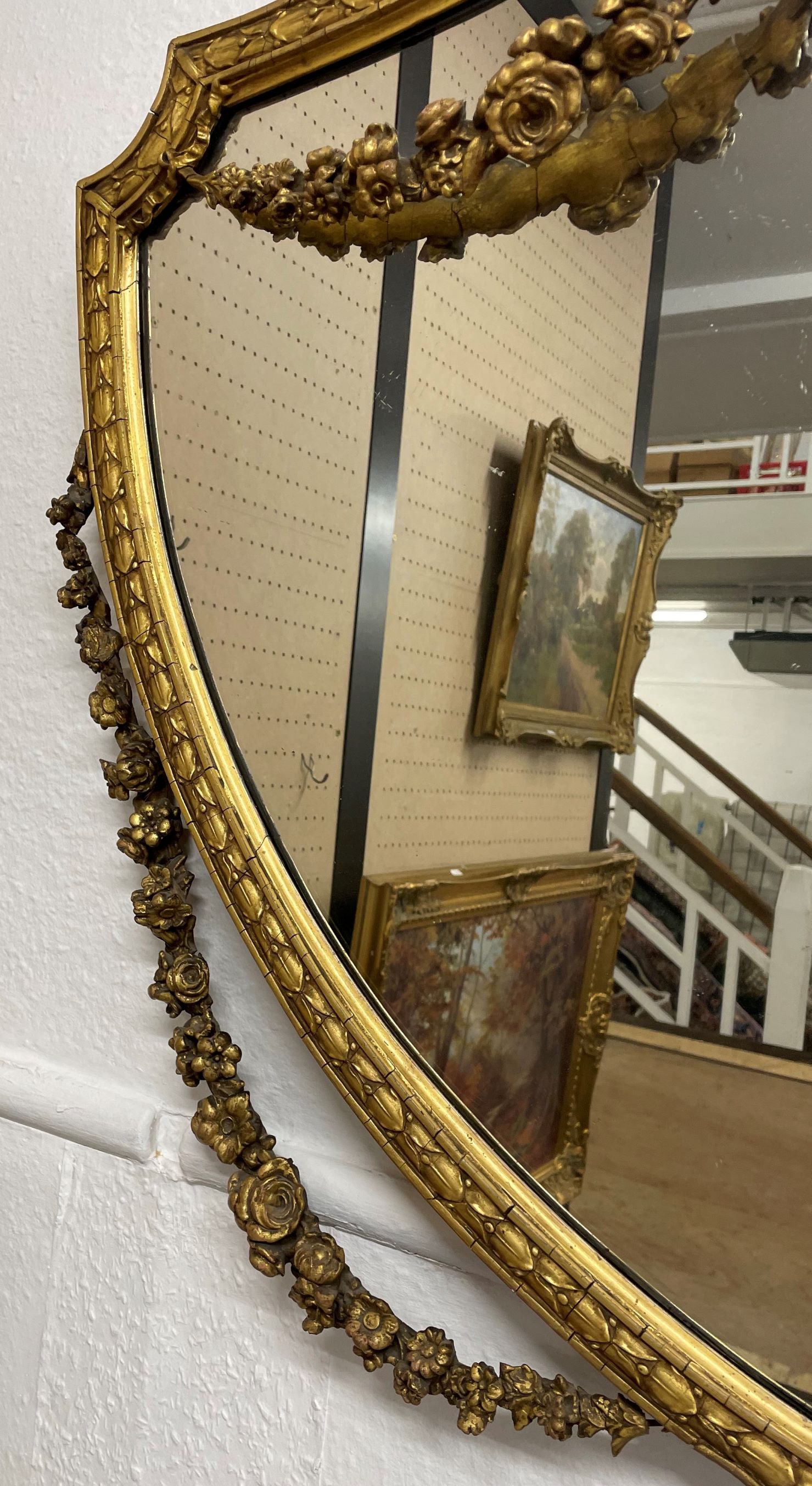 Late 19th/early 20th century gilded wall mirror with Adam style swags W 109cm D 81cm - Image 4 of 4