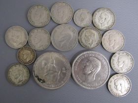 George VI sixpences, one shillings, two shilling and five shilling with George and the Dragon also