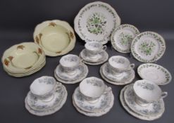 Royal Albert 'Silver Maple' trio sets, Colclough cake plate and side plates and Alfred Meakin
