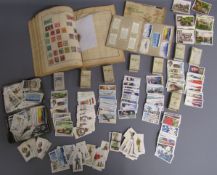 Stamp album along with a collection of cigarette collectors cards includes Sunripe & Spinet Oval