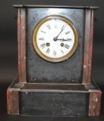 19th century slate & red marble mantel clock