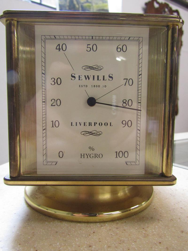 Sewills of Liverpool brass desk top four dial clock / barometer / thermometer / hygrometer - Image 3 of 5