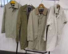 4 men's mac style coats - Regatta M, Canda, Gant XL and Next M