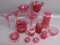 Collection of Cranberry glass mostly Steven & Williams