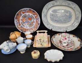 Hill Pottery Rhine meat plate, Royal Stafford part tea set & one other, Victorian cheese dish,