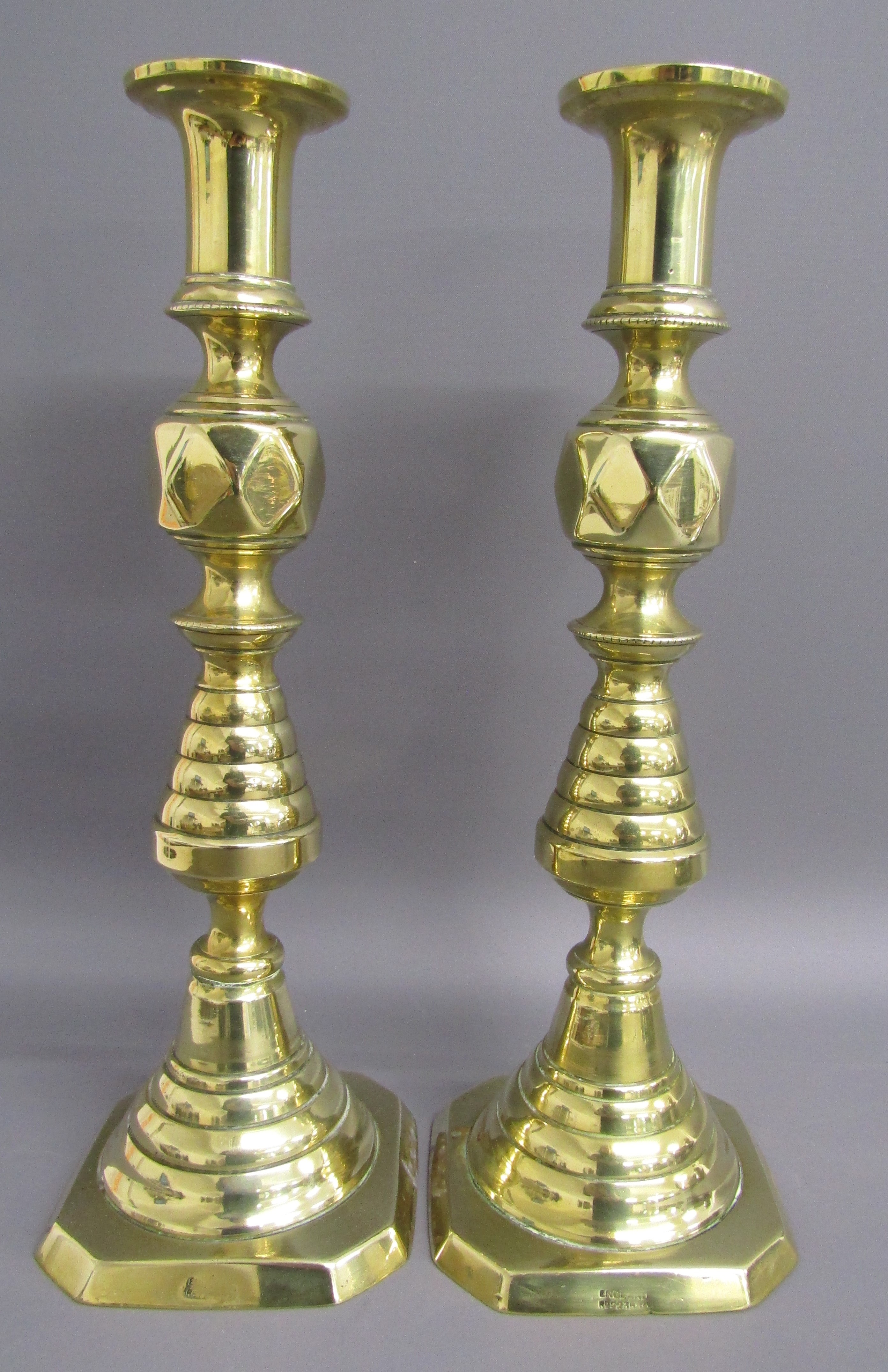 Harrison Brothers silver plate tea set, large silver on copper tray and pair of brass candlesticks - Image 2 of 3