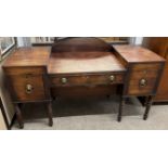 Large Regency sideboard with ebony inlay & lion mask handles on turned legs L184cm D 67cm Ht 108cm