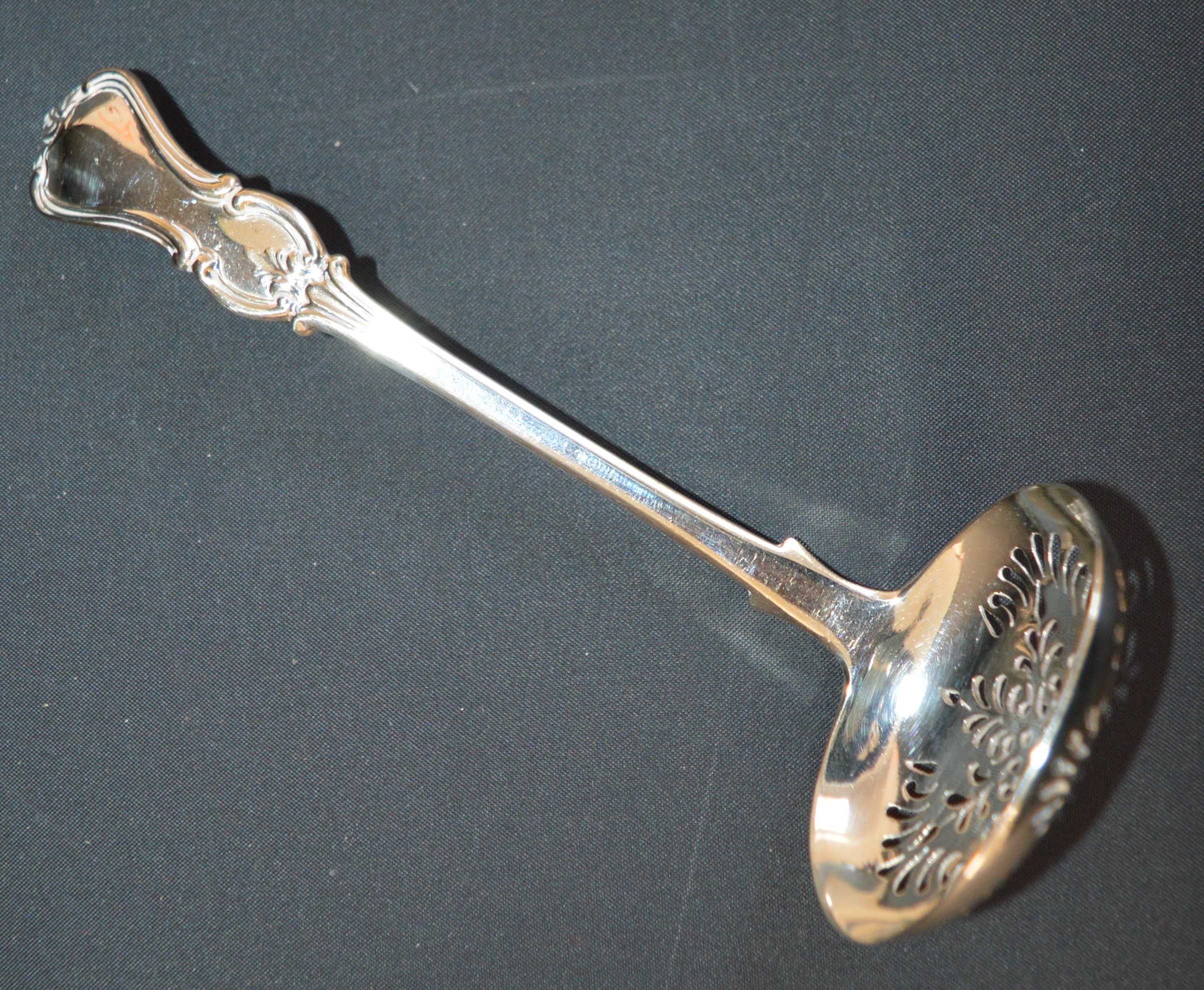 Victorian silver sifter spoon Thomas Whipham London 1852 & various silver spoons including a - Image 4 of 5