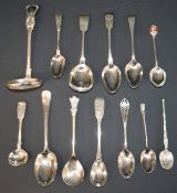 Victorian silver sifter spoon Thomas Whipham London 1852 & various silver spoons including a
