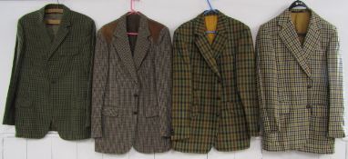 4 men's check blazers - Dunn & Co (44"), St Michael (39-40" Long), Magee Reid & Taylor (40 Reg)
