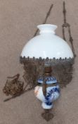 Dutch style decorative hanging light with opaque glass shade