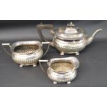 3 piece Victorian electro plated tea set inscribed "Presented To Thomas Winn On His Retirement