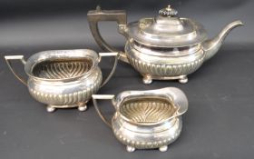 3 piece Victorian electro plated tea set inscribed "Presented To Thomas Winn On His Retirement