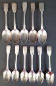 Set of 5 silver egg spoons London 1810 William Eley I / Fearn / Chawner ( & 1 silver plate) & set of