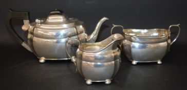 Silver three piece tea set Birmingham 1925, S Blackensee & Son Ltd, 27.2ozt