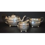 Silver three piece tea set Birmingham 1925, S Blackensee & Son Ltd, 27.2ozt