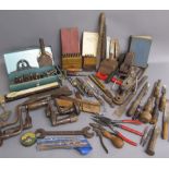 Collection of tools includes Priority punches, Churchill 7066 circlip pliers, planes etc also