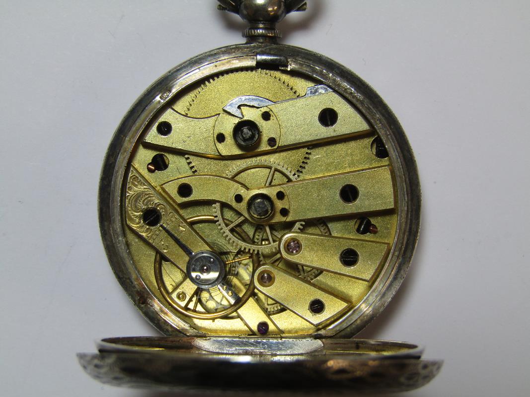 Ladies silver cased fob watch (works intermittently) - Image 6 of 7