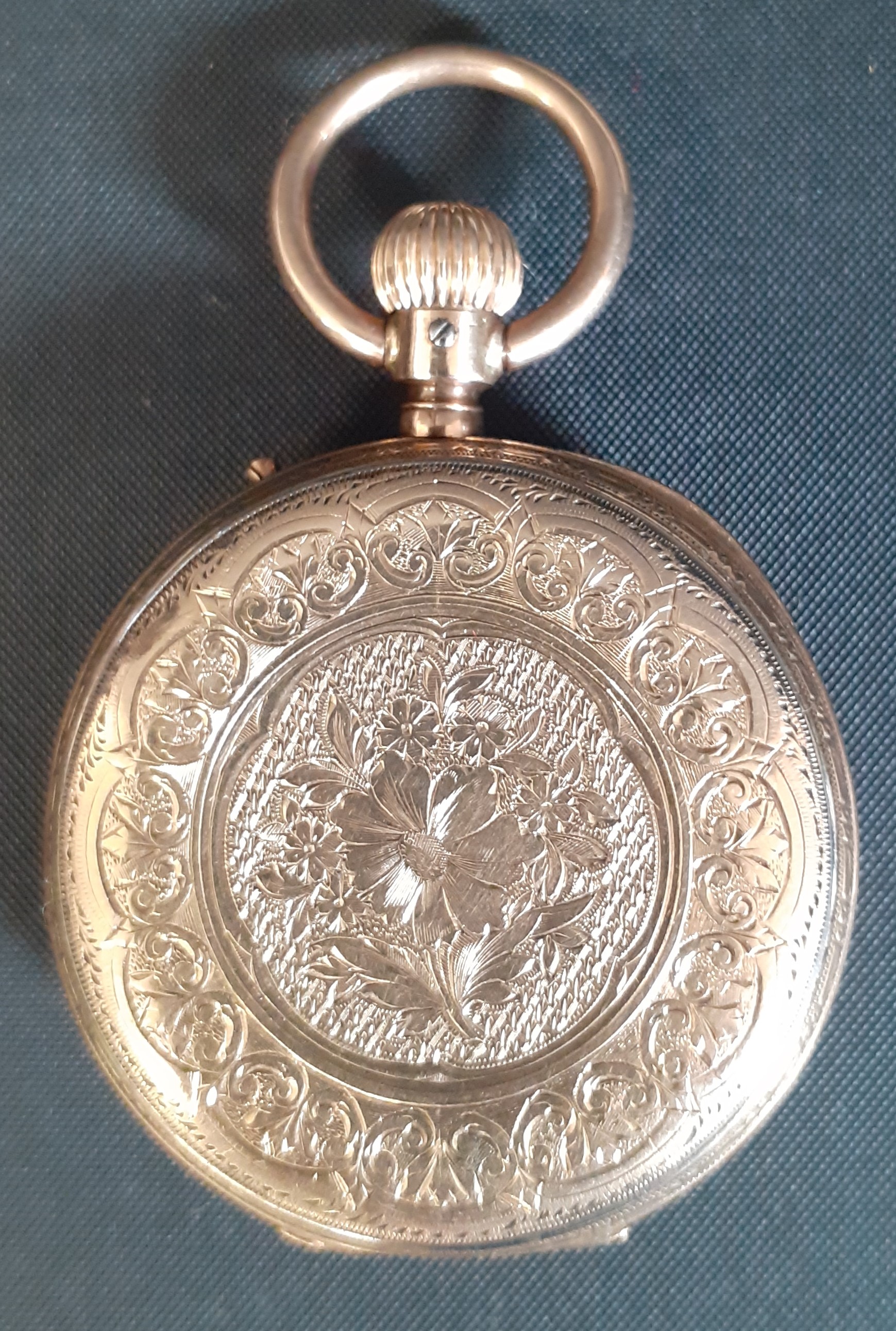 Waltham Royal gold keyless wind open face fob watch, marked 10c, serial no. 3252000, 11 jewels, with - Image 4 of 7